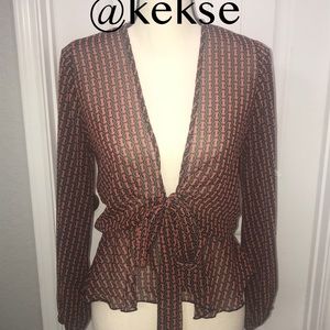 Tie Front Sheer Blouse